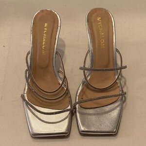 Silver Strappy Women's Heels